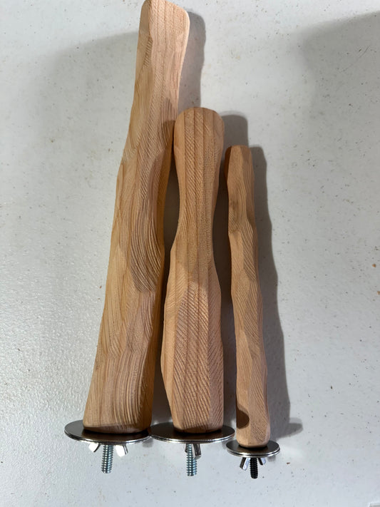 Hand-Carved Natural Wood Bird Perch